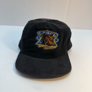 Black Corduroy Hat with Embroidered Logo